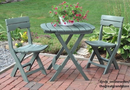 Patio Bistro Set Garden Cafe Table Chairs 3 Pc Quick Fold Outdoor Bistro Set Outdoor Patio Folding Furniture Balcony Indoor Yard Table Lawn Garden