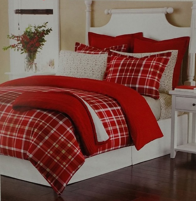 1 Full Queen Duvet Cover Martha Stewart Winter Tartan Flannel Red Martha Stewart Collection Full Queen Winter Tartan Red Flannel Comforter Cover