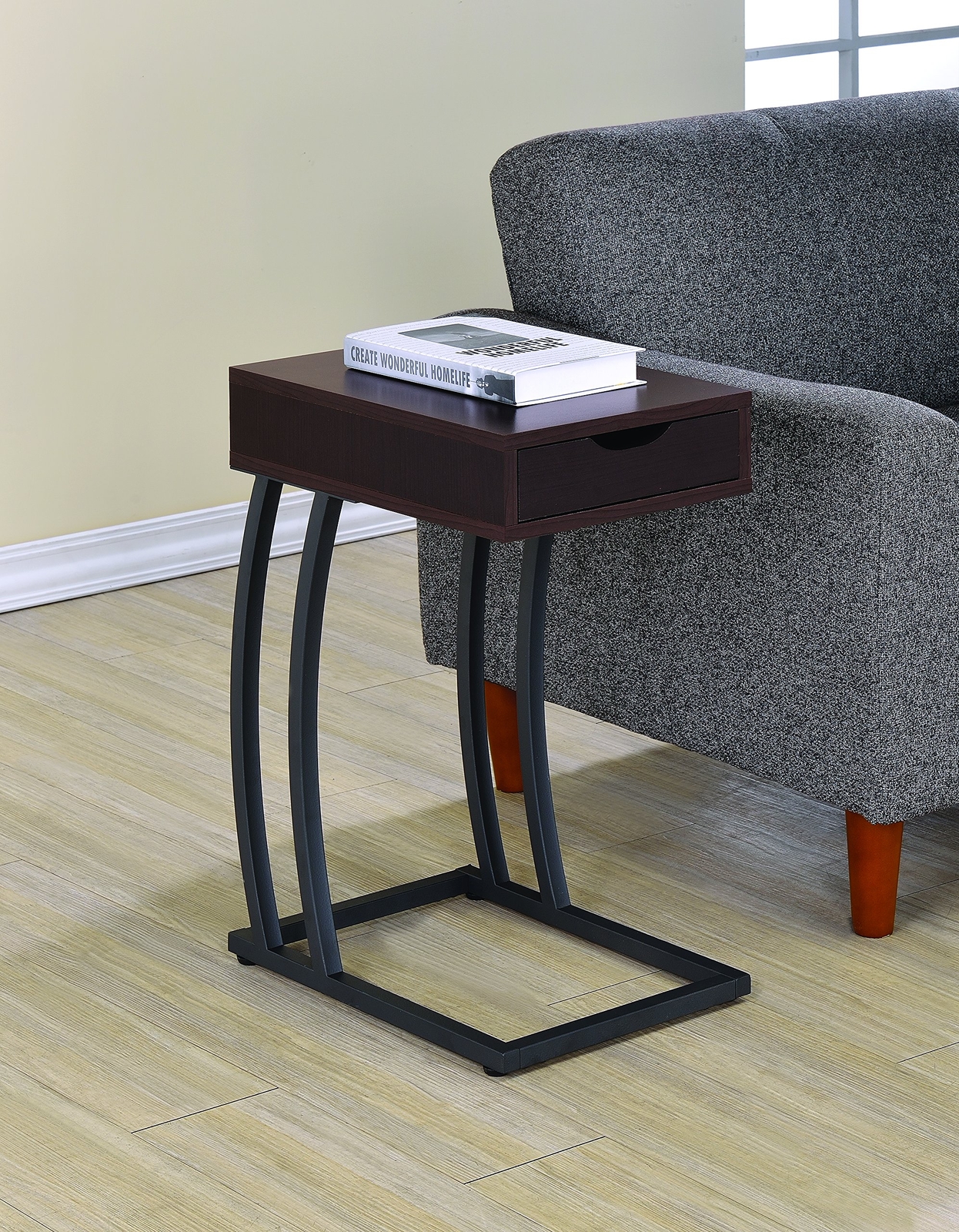 Coaster 900578 Cappuccino Snack Chairside Table With Storage Drawer Picture 1 Of