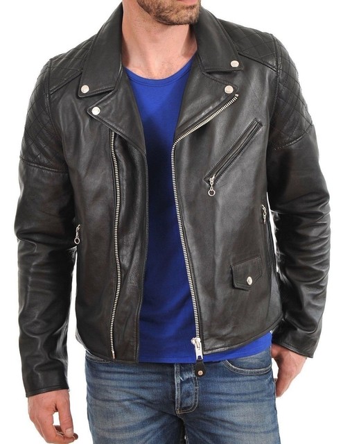 Men S Stylish Motorcycle Slim Fit Genuine Lambskin Leather Biker New Men S Stylish Slim Fit Lambskin Genuine Leather Biker Jacket 095