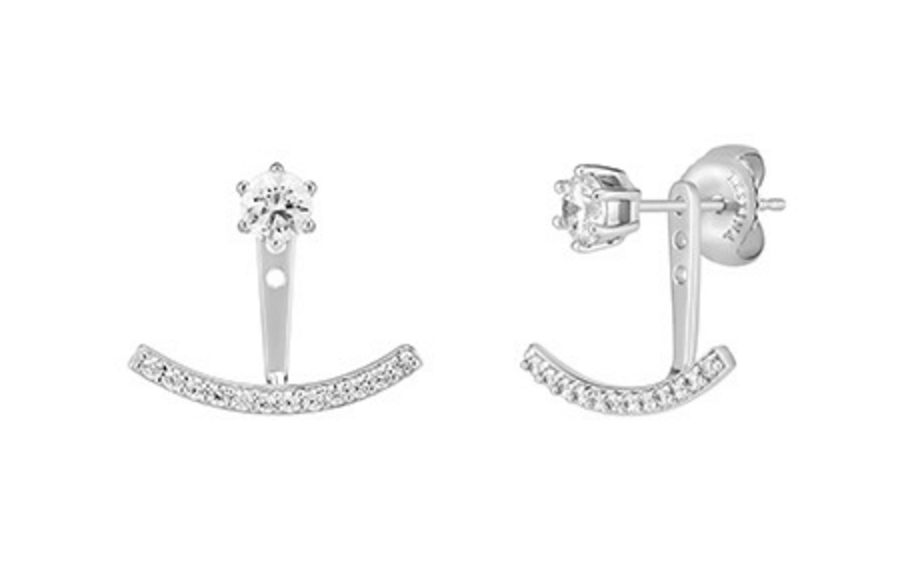 J Estina Modern Geo Earrings Sv925 Rhodium Plated Cz White Picture 1 Of 4