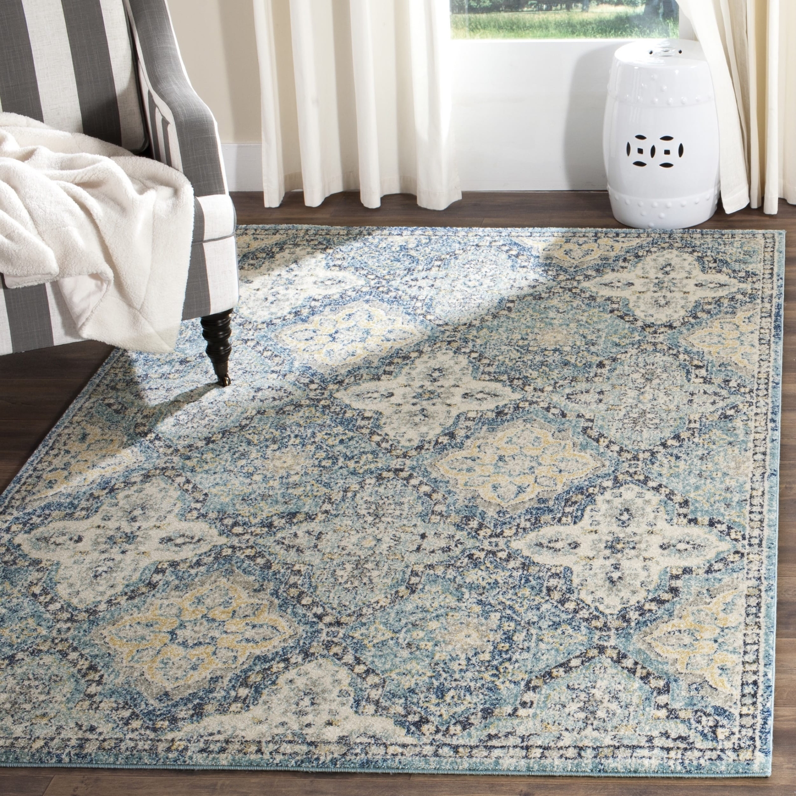 Safavieh Evoke Collection Evk274c Light Blue And Ivory Area Rug 8 Picture 1 Of 5