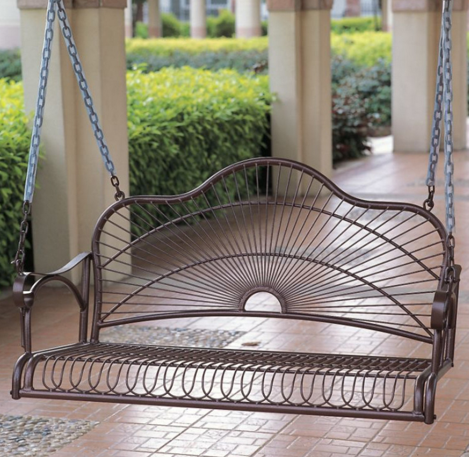 Porch Swings On 2 Person Outdoor Furniture Iron Hanging Bench Picture 1 Of 2