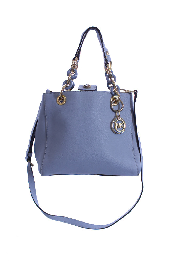 Michael Kors Pale Blue Gold Cynthia Small North South Satchel Osfa Picture 1 Of 6