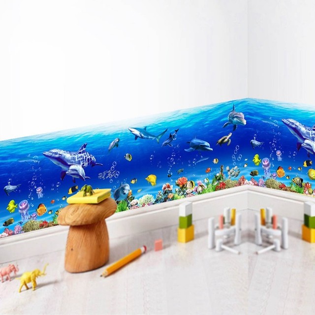 Underwater Blue Ocean Dolphin Wall Art Sticker Kids Bedroom Bathroom Underwater Blue Ocean Dolphin Wall Art Sticker Kids Bedroom Bathroom Home Decor