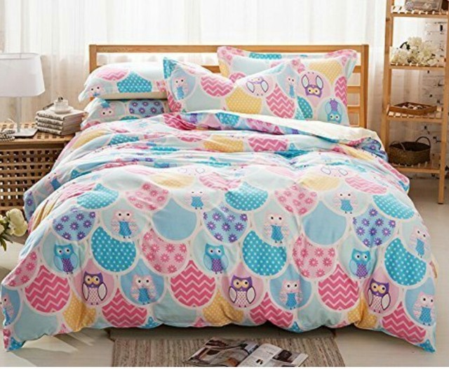 Cliab Owl Bedding Full Duvet Cover Set Size 4 Pieces 100 Percent Cliab Owl Bedding Pink And Blue Fl Polka Dots Full Duvet Cover 4 Pieces Set