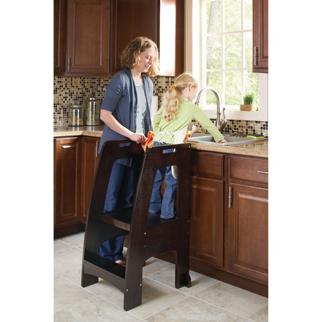 Guidecraft Espresso Kids S Safety Learning Step Up Kitchen Guidecraft Step Up Kitchen Helper Espresso
