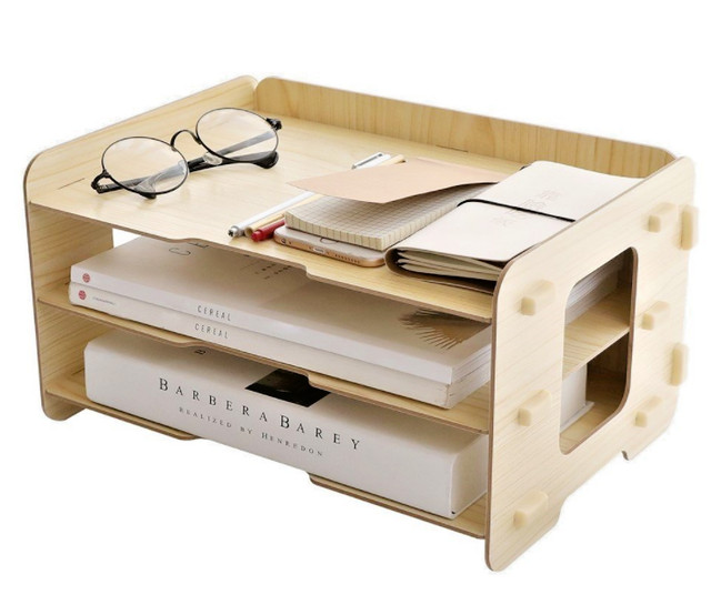 Kusnn Supply 3 Tier Wood Desktop Letter Tray Organizer Paper Super 3 Tier Wood Desktop Space Organizer For Office Home Free Fast