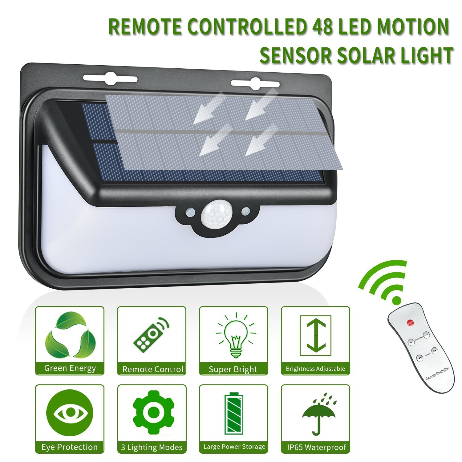 Glückluz Solar Lights 48 Led Motion Sensor Light Remote Control 4