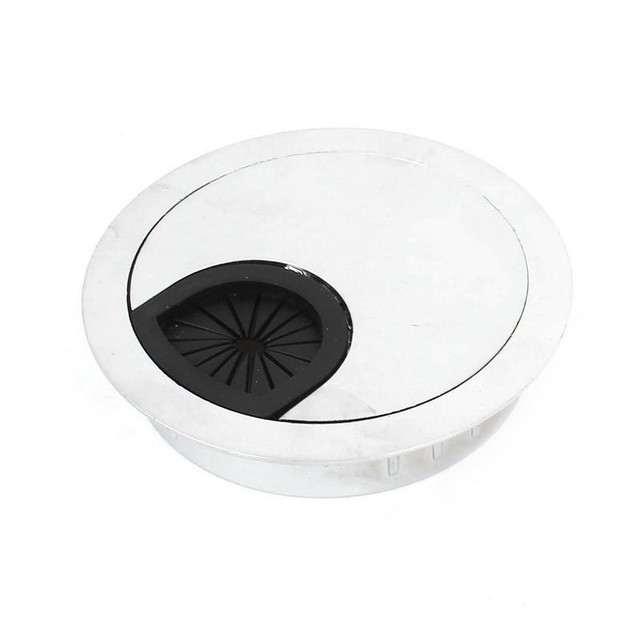 Metal Round Computer Desk Grommet Cable Port Wire Hole Cover 60mm Metal Round Computer Desk Grommet Cable Port Wire Hole Cover 60mm Silver Tone H5
