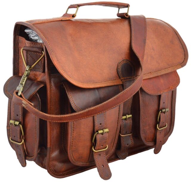 15 Large Dark Leather Bag for Men Messenger Bag Shoulder Bag Mens Laptop Bag | eBay