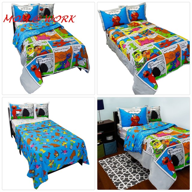 7pc Sesame Street Full Bedding Set Elmo Cookie Monster Comic Stip 7pc Sesame Street Full Bedding Set Elmo Cookie Monster Comic Stip Comforter Shee