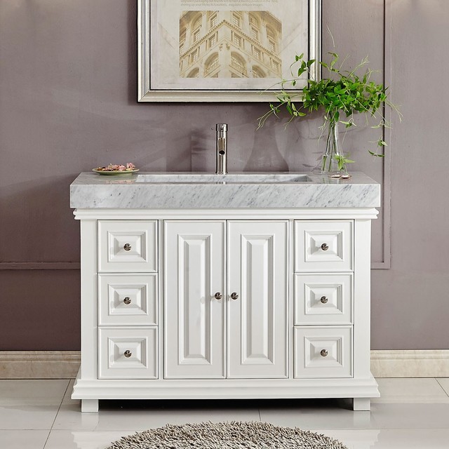48 Carrara White Marble Stone Top Bathroom Vanity Single Sink 48 Carrara White Marble Stone Top Bathroom Vanity Single Sink Cabinet 288w