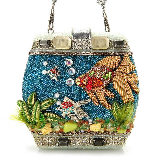 Mary Frances Handbag Fish Bowl Hand Beaded Jeweled Goldfish Purse Mary Frances Handbag Fish Bowl Hand Beaded Jeweled Goldfish Purse Shoulder Bag