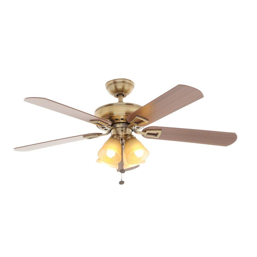 Hampton Bay 795871 Lyndhurst 52 In Antique Brass Indoor Ceiling Fan Picture 1 Of