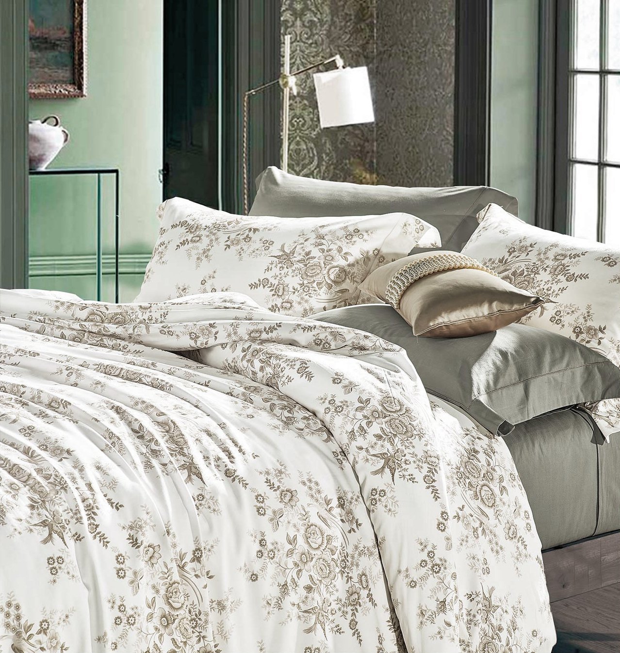 French Country Garden Toile Fl Printed Duvet Quilt Cover Cotton Picture 1 Of 6
