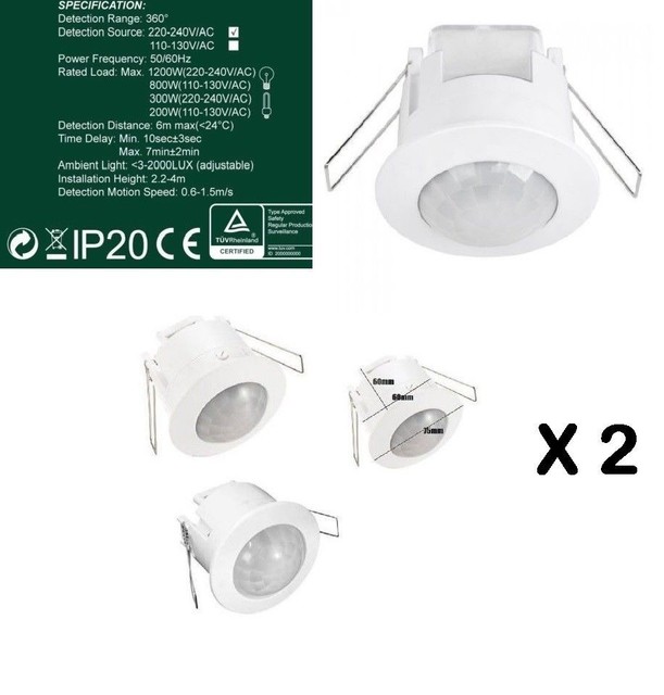 Light Switch Pir 360 Degree Recessed Sensor Detector Ceiling 2x Recessed 360 Degree Pir Ceiling Occupancy Motion Sensor Detector Light Switch