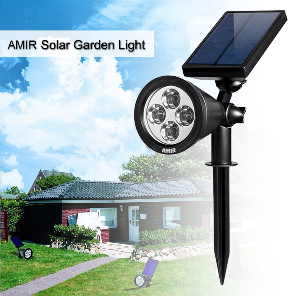 Amir 2 In 1 Solar Spotlights Upgraded Garden Light Outdoor Amir 2 In 1 Solar Spotlights Upgraded Garden Light Outdoor Waterproof 4 Led Wall