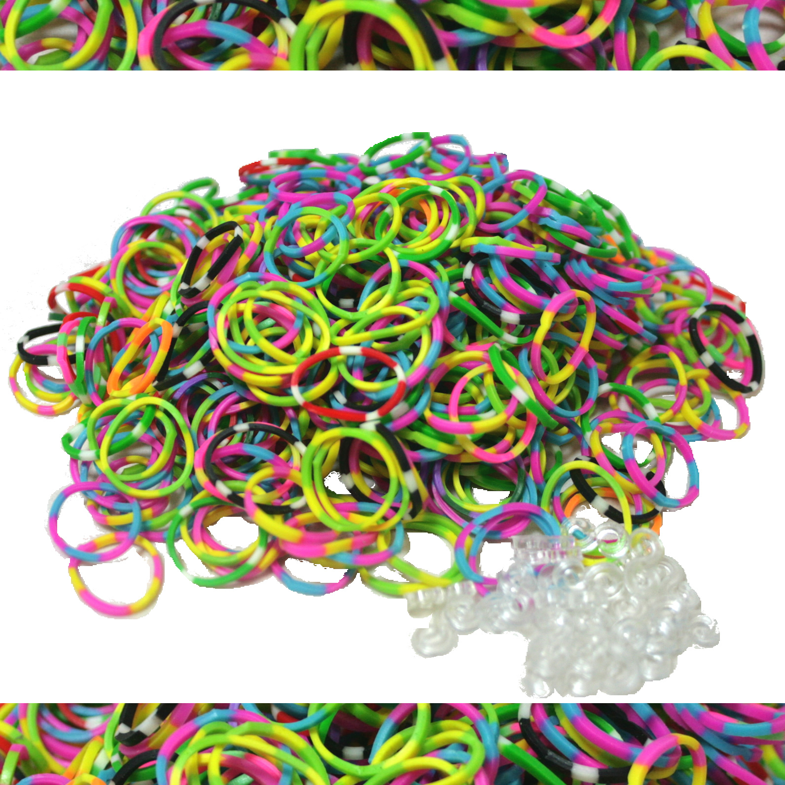 Rare Tie Dye Rubber Bands For Loom Rainbow Bracelets 25 S Clips Us Picture 1 Of 3