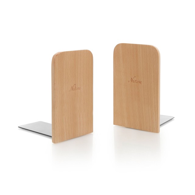 Mygift Set Of 2 Natural Beech Wood Office Desktop Book Ends Set Of 2 Natural Beech Wood Office Desktop Book Ends Decorati Free