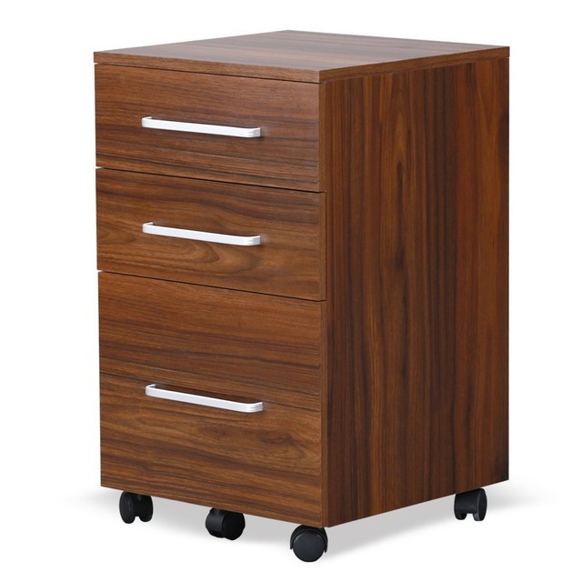 Devaise Rolling Mobile 3 Drawer Office File Cabinet With Wheels In Devaise Rolling Mobile 3 Drawer Office File Cabinet With Wheels In Walnut