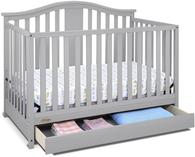 Graco Solano 4 In 1 Convertible Crib With Drawer Pebble Nursery Graco Solano 4 In 1 Convertible Crib With Drawer Pebble Gray