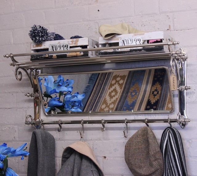 Lohit Train Rack With Mirror Coat Hanger Wall Mounted 7 Hooks Shelf Lohit Train Rack With Mirror Coat Hanger Wall Mounted 7 Hooks Shelf Hallway