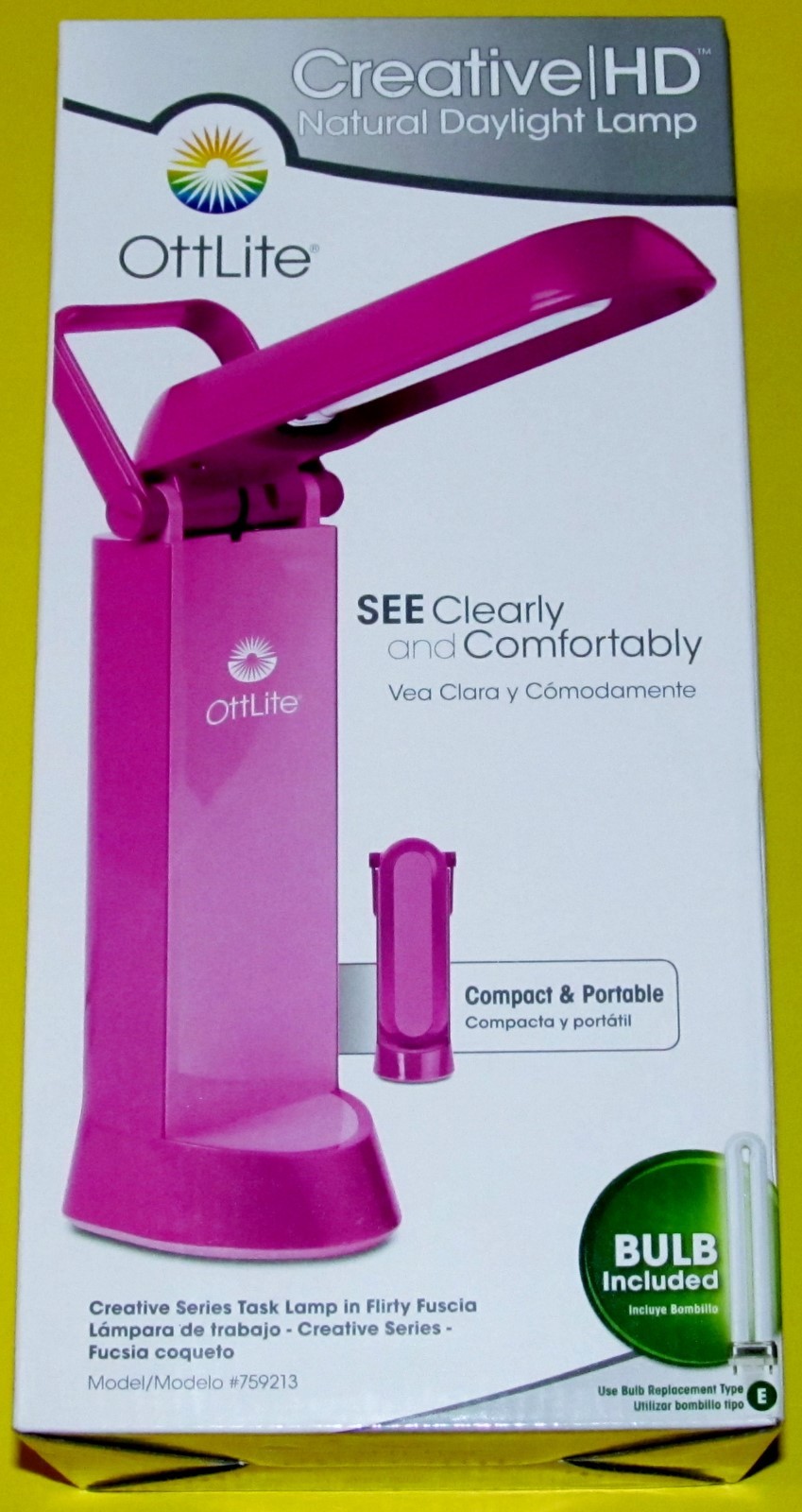 Ottlite Creative Hd Natural Daylight Lamp Flirty Fuscia Picture 1 Of 2