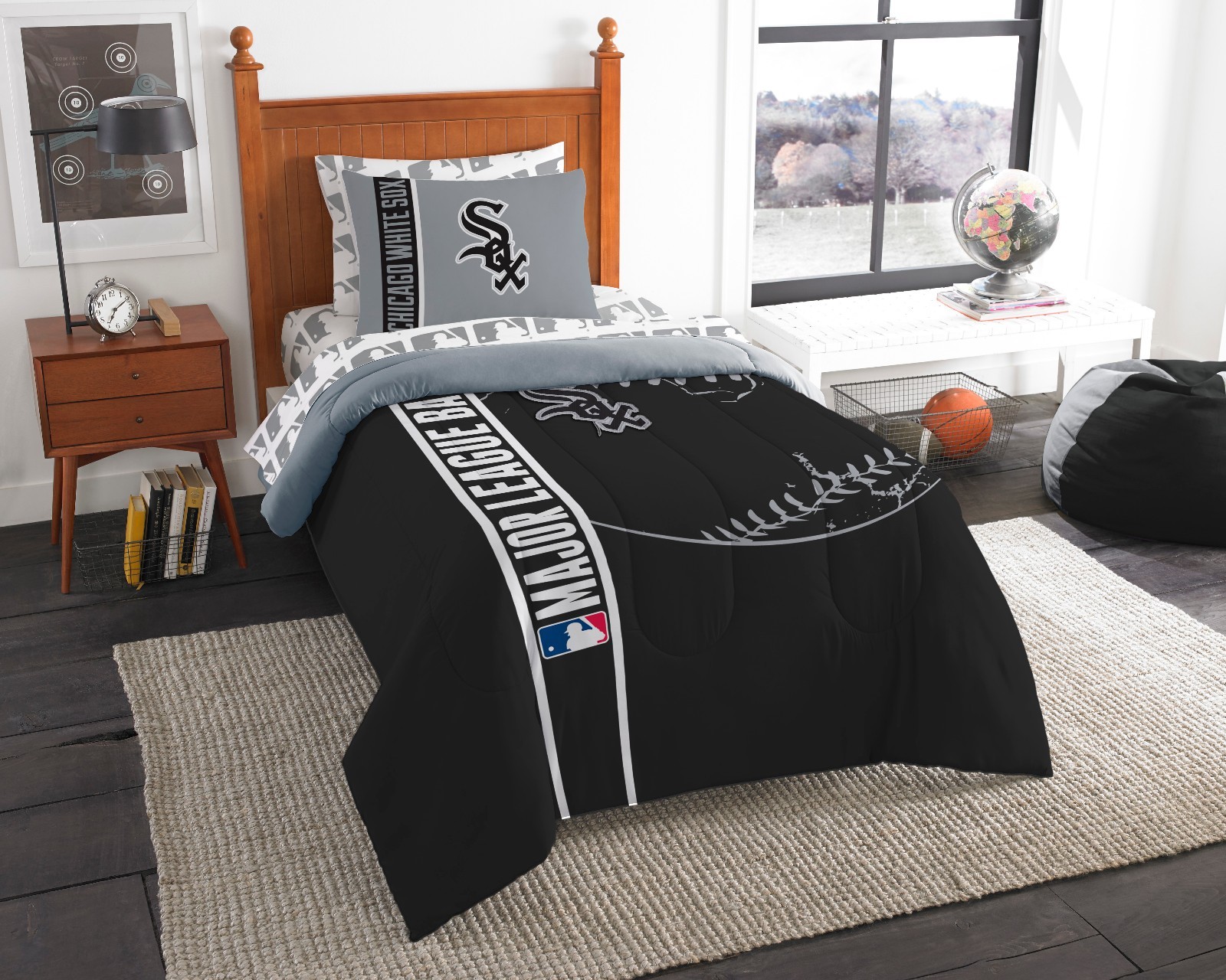 Chicago White Sox Soft Cozy 5pc Twin Size Bed In A Bag Set Picture 1 Of