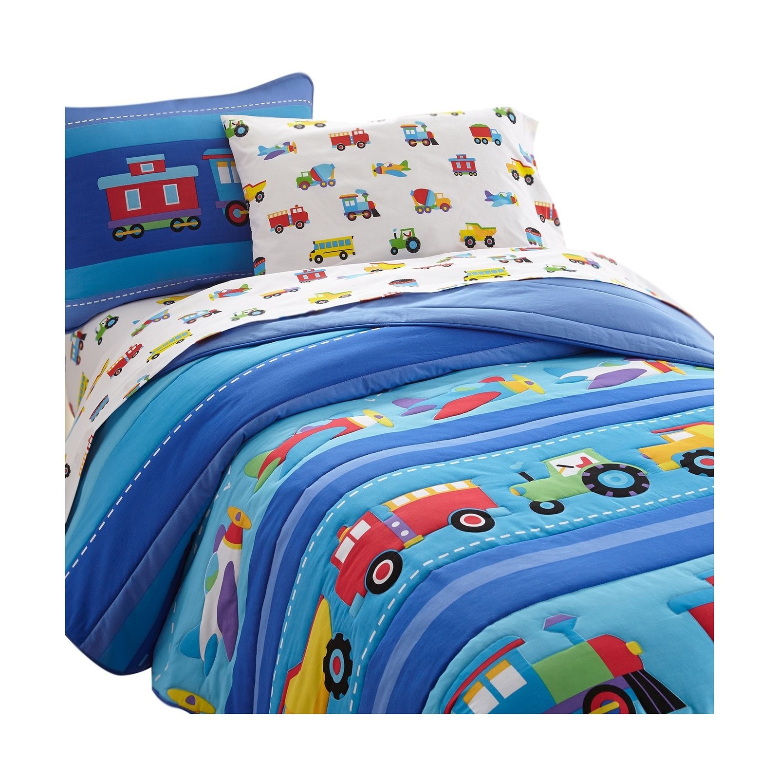 Olive Kids Trains Planes Trucks Light Weight Twin Comforter Set Picture 1 Of 12