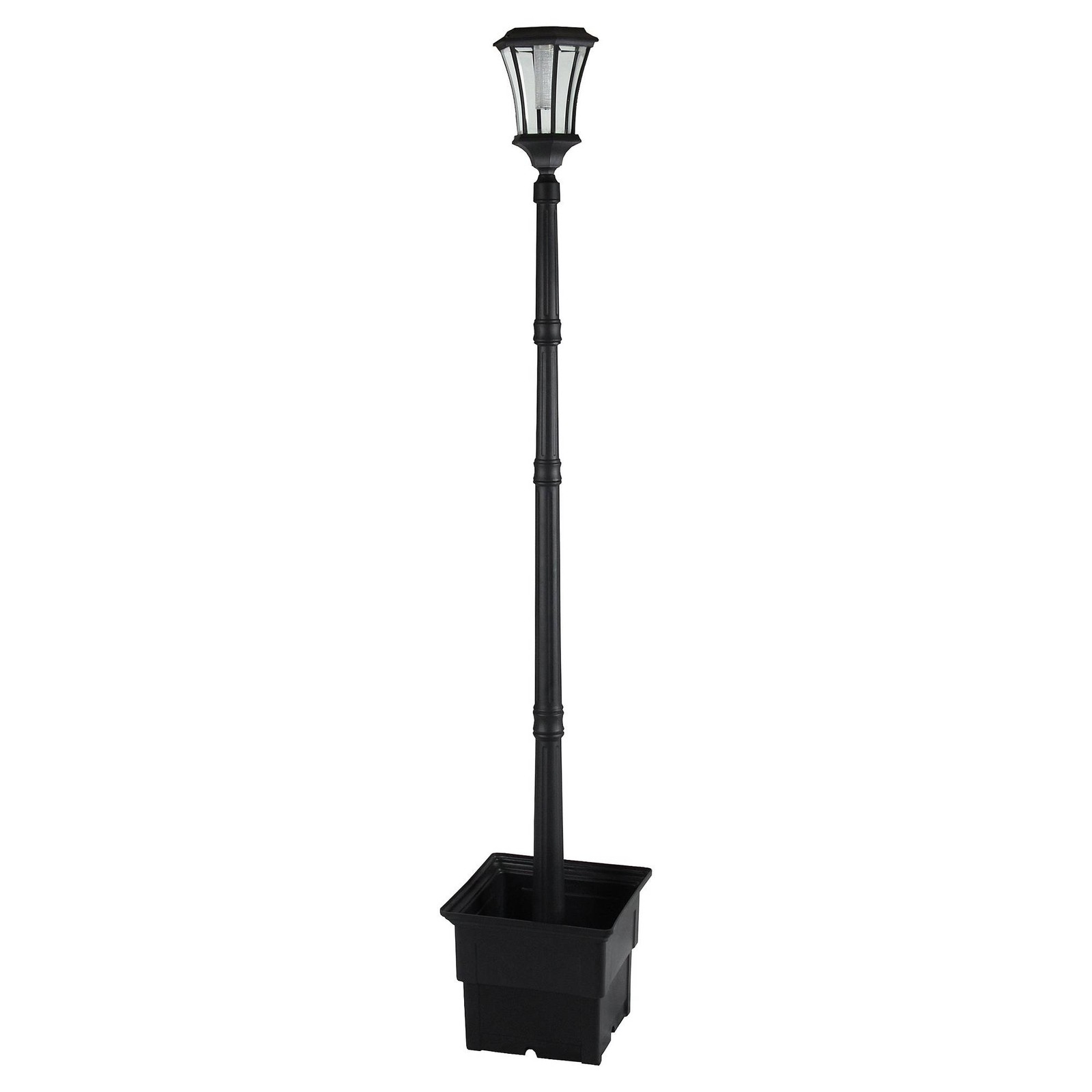 Sun Ray Abigail Solar Lamp Post And Planter Black Aluminum Picture 3 Of