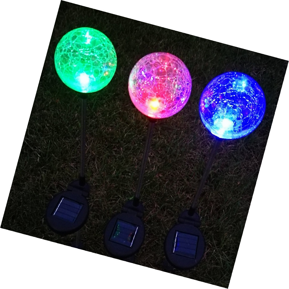 Solar Lights Outdoor Garden Path Light Le Glass Globe Stakes Picture 1 Of