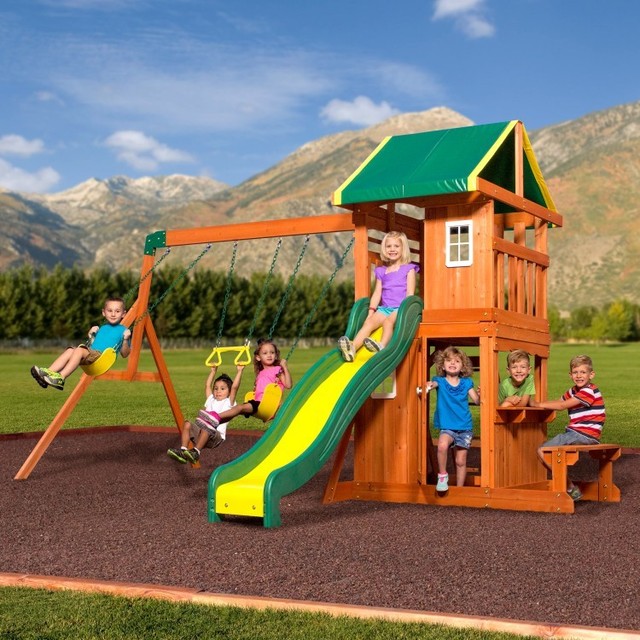 Wooden Swing Set Outdoor Backyard Kids Playset Activity Center Slide Wooden Swing Set Outdoor Backyard Kids Playset Activity Center Slide Step Ladder