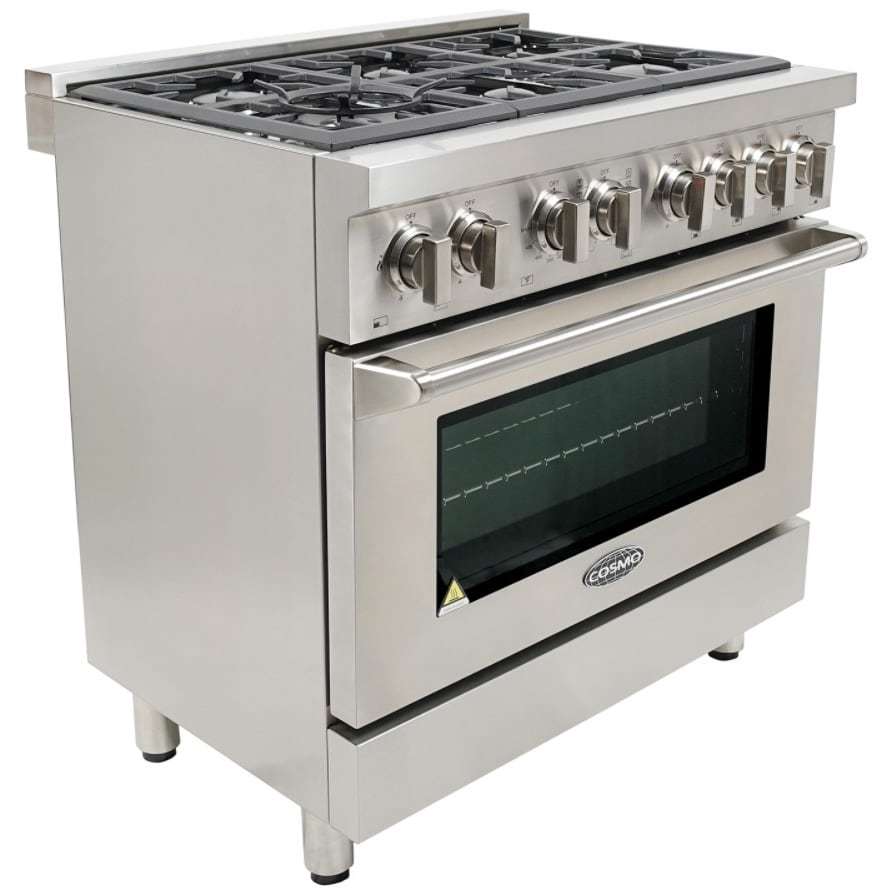 Cosmo Stainless Steel 36 Inch Dual Fuel Range 6 Italian Gas Burners 1