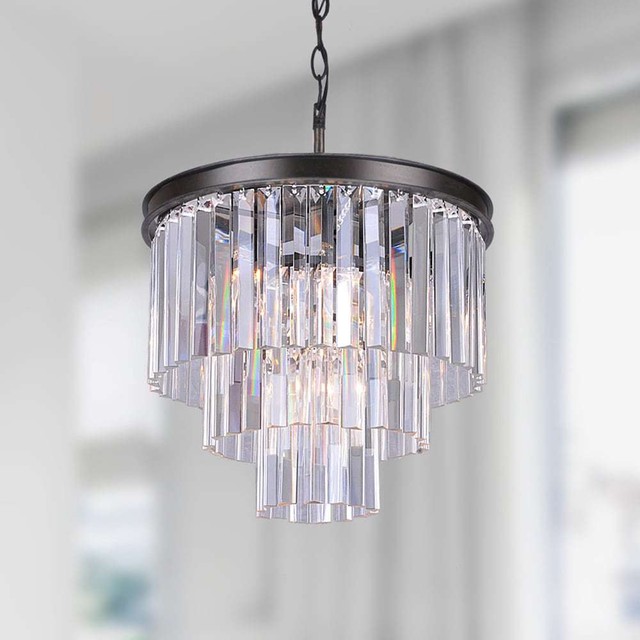 Chandelier Crystal Glass Prisms 3 Tier 5 Light Dining Living Room Justina 5 Light Antique Black 3 Tier Chandelier With Crystal Glass Prisms
