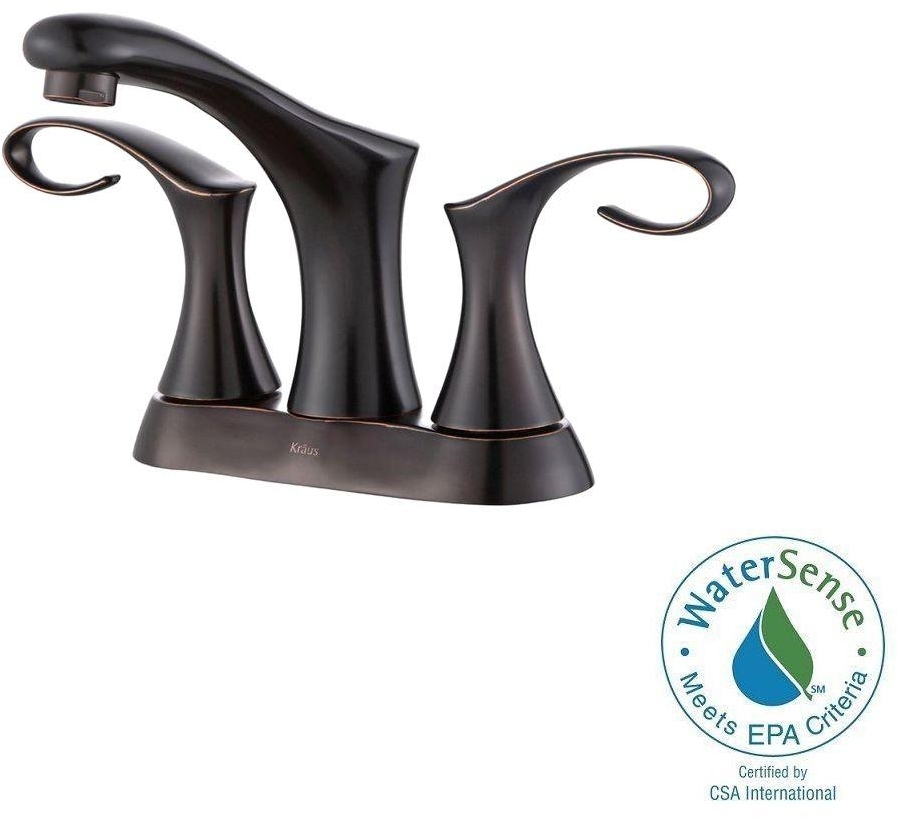 Kraus Cirrus Centerset 2 Handle Bathroom Faucet 4in Oil Rubbed Picture 1 Of 7