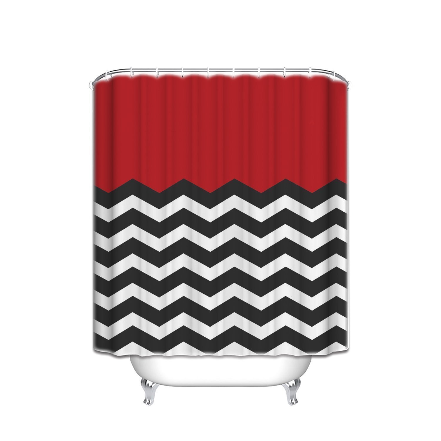 Red Black And White Chevron Extra Long 72x84 Inches Shower Curtain Picture 1 Of 6