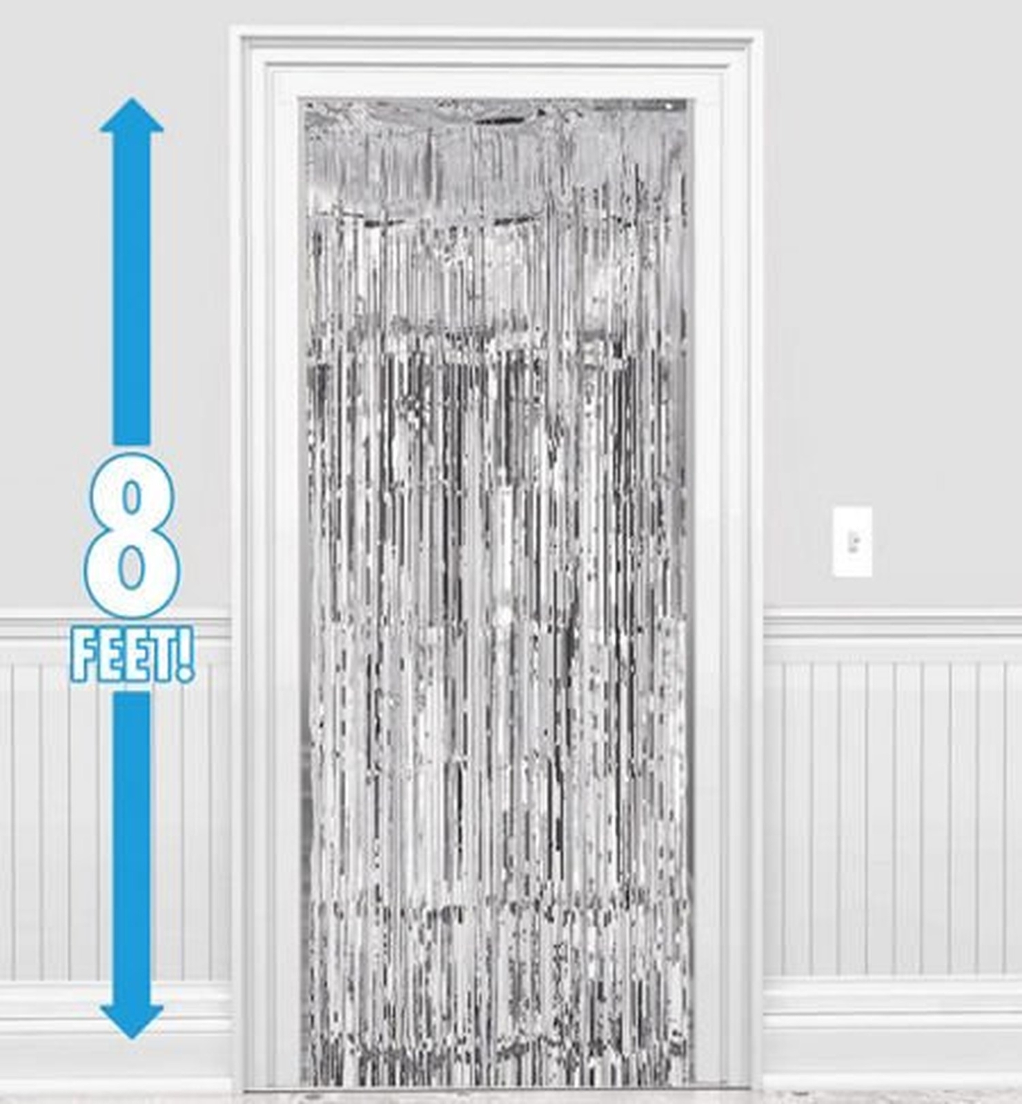 2 Pack Panels 3 X 8 Silver Foil Fringed For Door Window Curtain Picture 1 Of 4