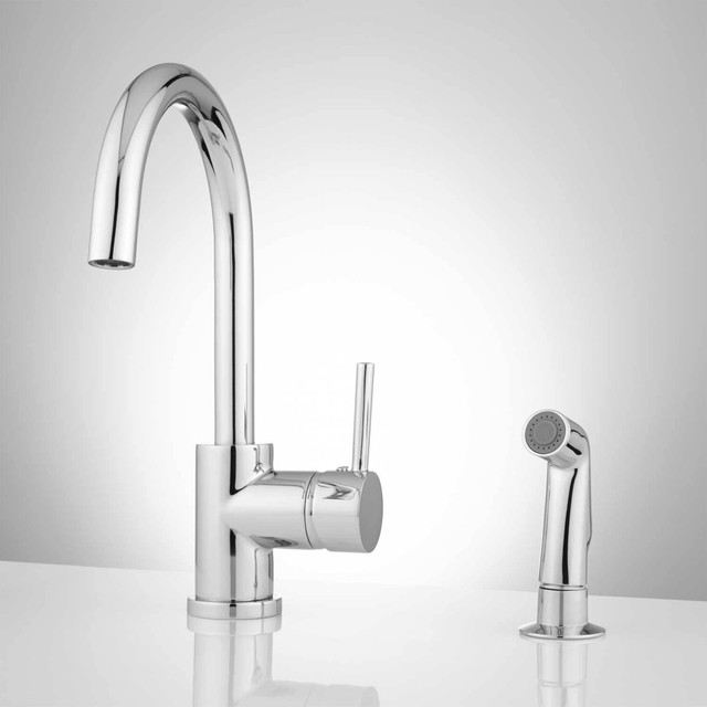 Signature Hardware Lora Gooseneck Single Handle Kitchen Faucet With Lora Gooseneck Single Handle Kitchen Faucet With Side Spray In Chrome