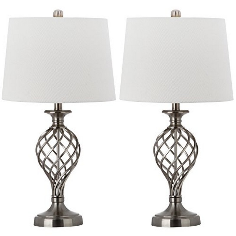 Safavieh Lattice Urn Table Lamp Nickel Set Of 2 Picture 1 Of