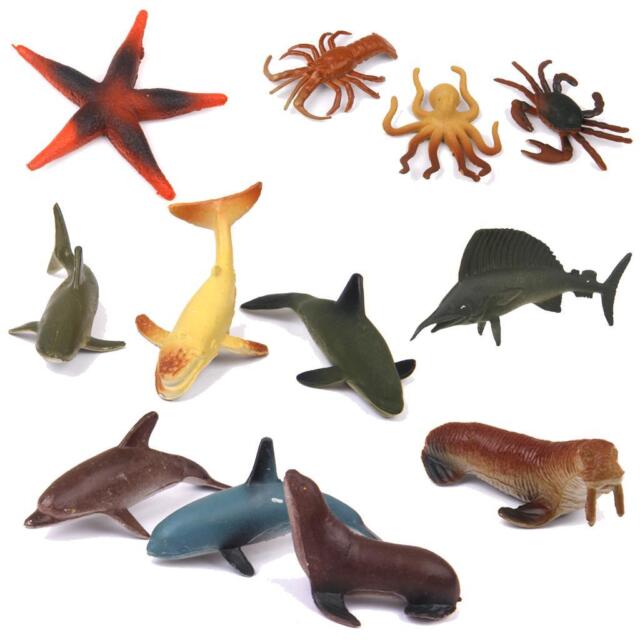 12pcs Assorted Mini Plastic Ocean Sea Animal Toy Set Animals Model Toys ...