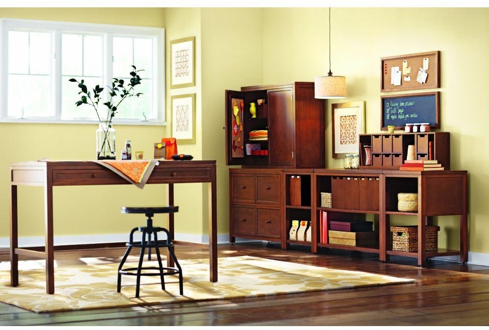 Martha Stewart Living Craft Space Storage Sequoia Wood Console Picture 1 Of 3