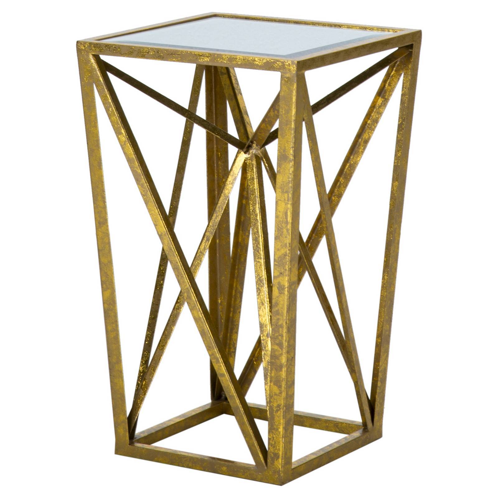 Madison Park Ma Gold Angular Mirror Top Drum Table Modern Picture 1 Of 2