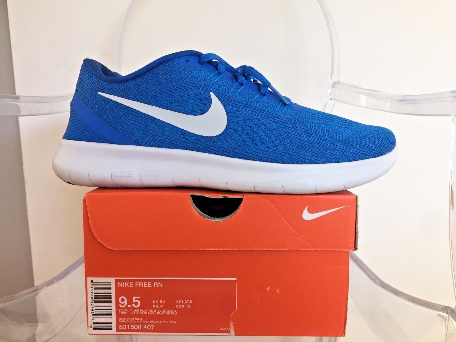 Nike Mens Free RN running shoes 831508 407 Size 9.5 Soar/Pure Platinum/Blue glow Nike Mens Free RN running shoes 831508 407 Size 9.5 Soar/Pure Platinum/Blue glow