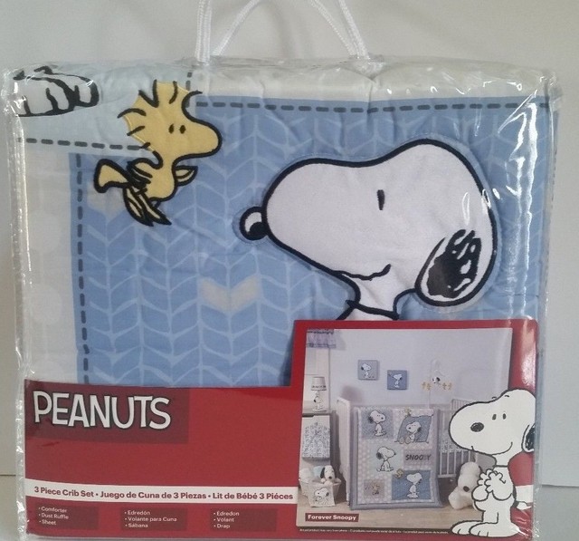 Bedtime Originals Peanuts Forever Snoopy 3 Piece Crib Bedding Set Bedtime Originals Peanuts Forever Snoopy 3 Piece Crib Bedding Set Blue Gray