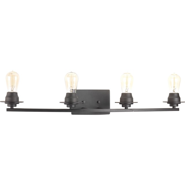 Progress Lighting P300011 143 Debut Bathroom Vanity Lights Graphite Progress Lighting Debut Grey Steel 4 Light Bath