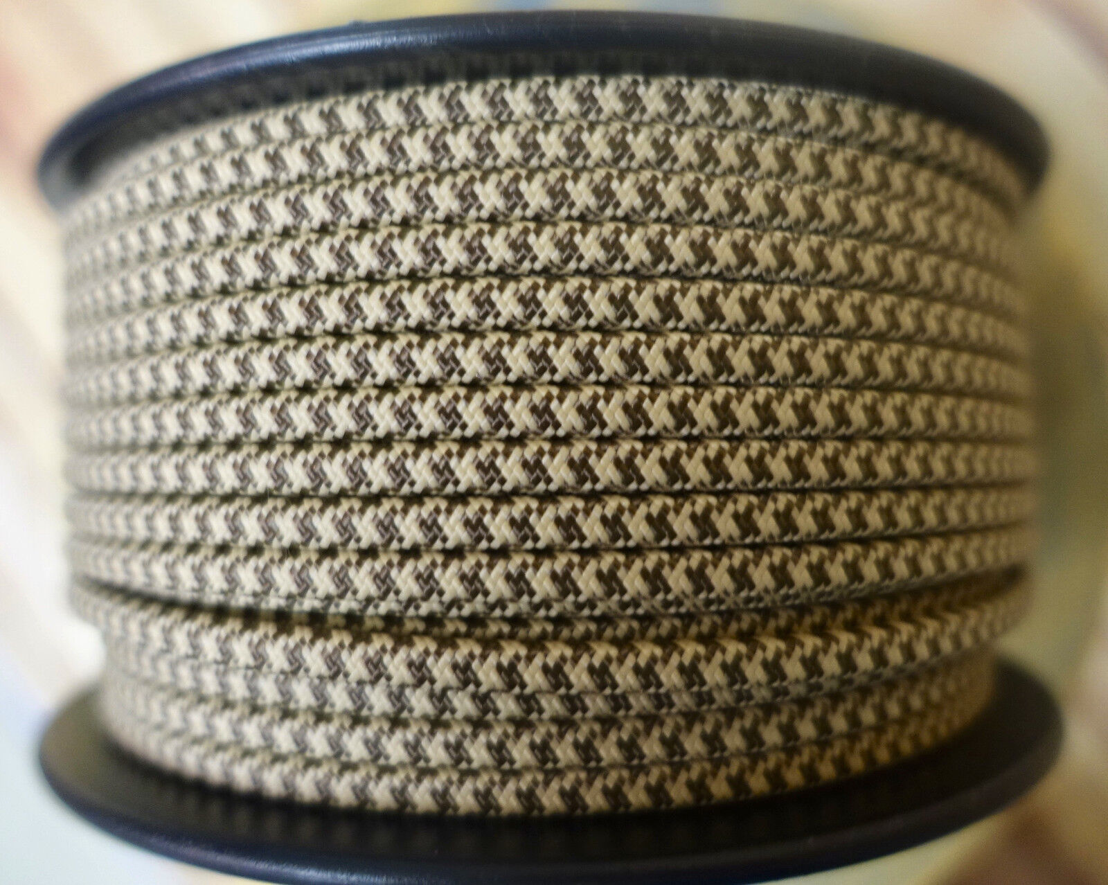 Brown Tan 2 Wire Flat Cloth Covered Cord 18ga Vintage Style Lamps Picture 1 Of 6