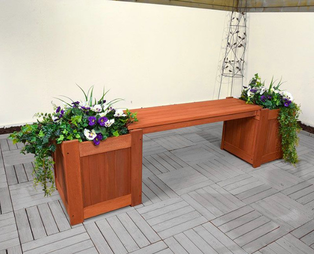 Garden Planter Bench Wooden Outdoor Patio Decorative Seating Brown Garden Planter Bench Wooden Outdoor Patio Decorative Seating Brown Furniture