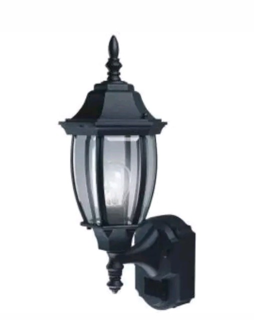 Hampton Bay Alexandria 180 Degree Black Motion Sensing Outdoor Lamp Alexandria 180 Degree Outdoor 18 5h X 7w 8 5d Black